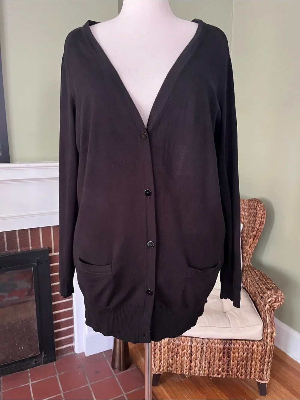 ELOQUII Black Lightweight Longline Cardigan | Size 18/20